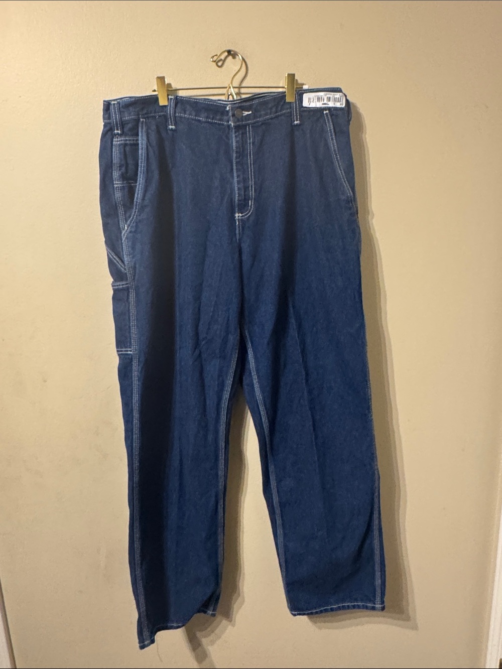 Cotton Carhartt Men’s Dark Blue Relaxed Dungaree Fit Jeans 38 x 34